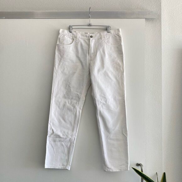 NWT Gucci Men’s Slim Distressed Ankle Jeans in Optical White Size 50 - Picture 5 of 10